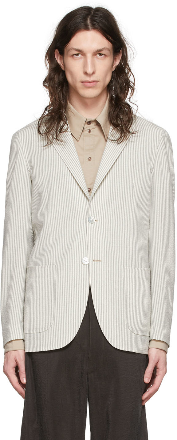 Ring Jacket White & Gray Wool Blazer