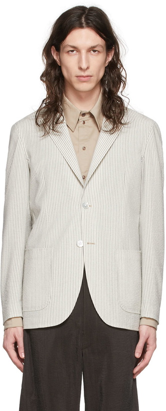 Photo: Ring Jacket White & Gray Wool Blazer