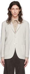 Ring Jacket White & Gray Wool Blazer