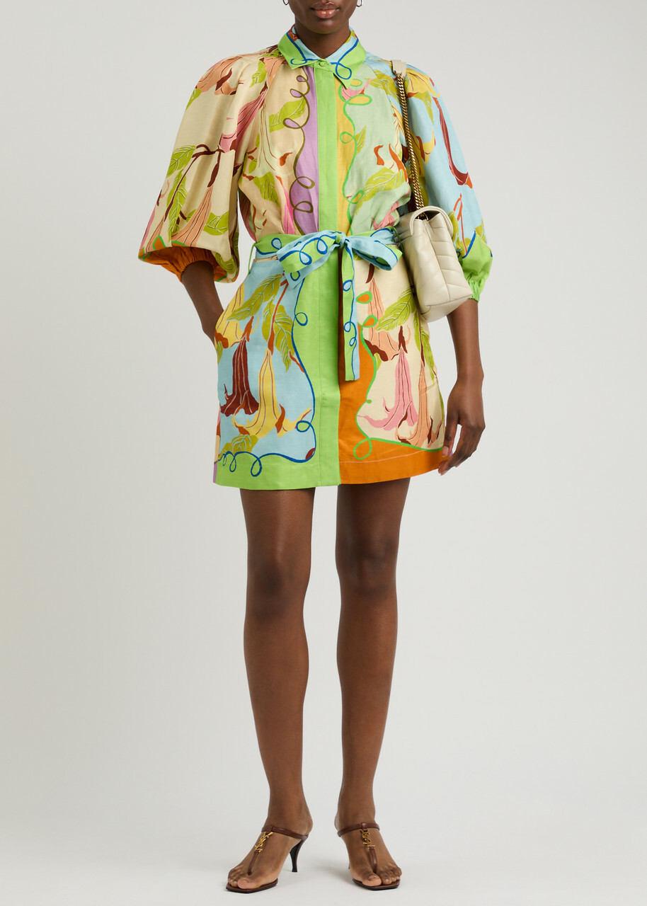 Alemais Rafaela Printed Mini Shirt Dress Multicoloured ALMAIS