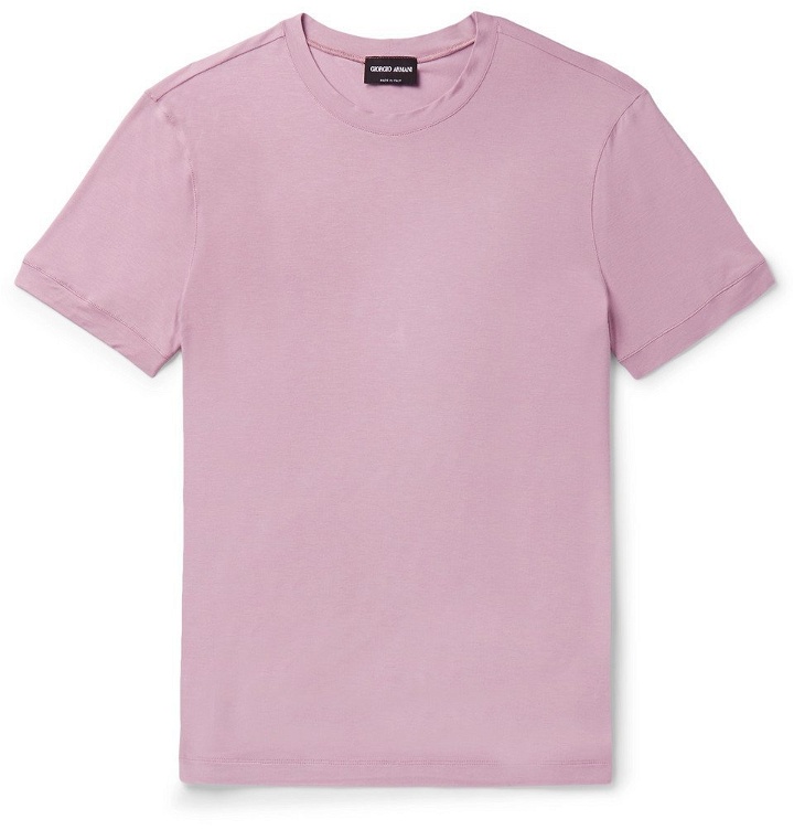 Photo: Giorgio Armani - Slim-Fit Stretch-Jersey T-Shirt - Men - Pink