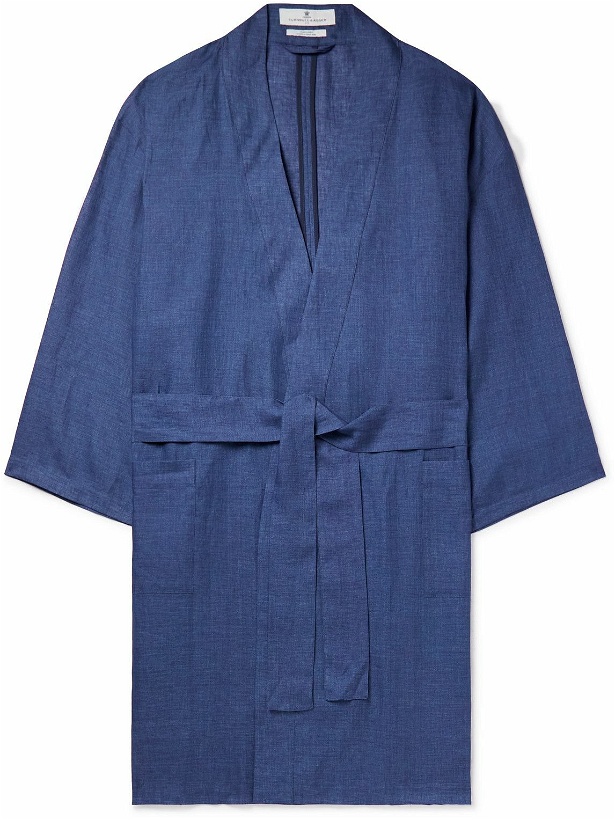 Photo: Turnbull & Asser - Hayhurt Linen Kimono Robe - Blue