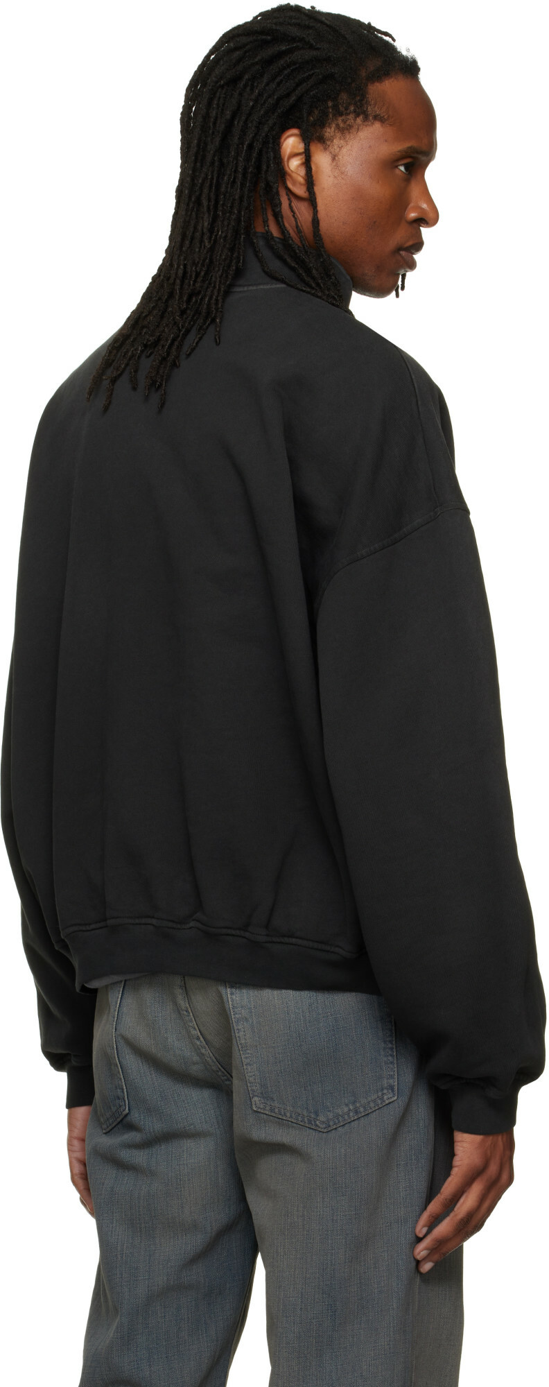 ALEXANDER DIGENOVA Black Stencil Logo Quarter Zip Sweater