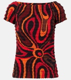 Pucci Marmo off-shoulder smocked crop top
