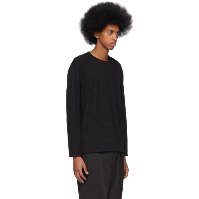 Issey Miyake Men Black Tucked Stripe Long Sleeve T-Shirt Issey 