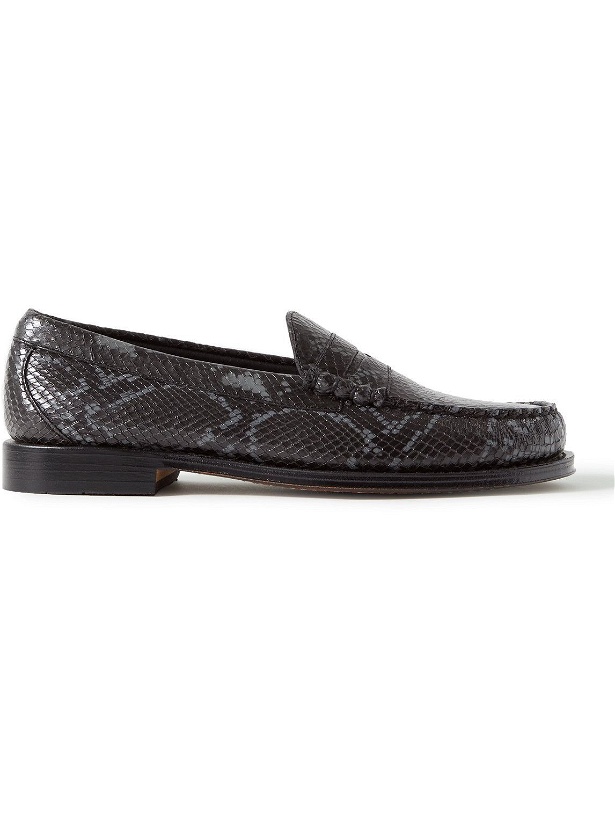 Photo: G.H. Bass & Co. - Weejun Heritage Larson Snake-Effect Leather Loafers - Black