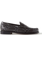 G.H. Bass & Co. - Weejun Heritage Larson Snake-Effect Leather Loafers - Black