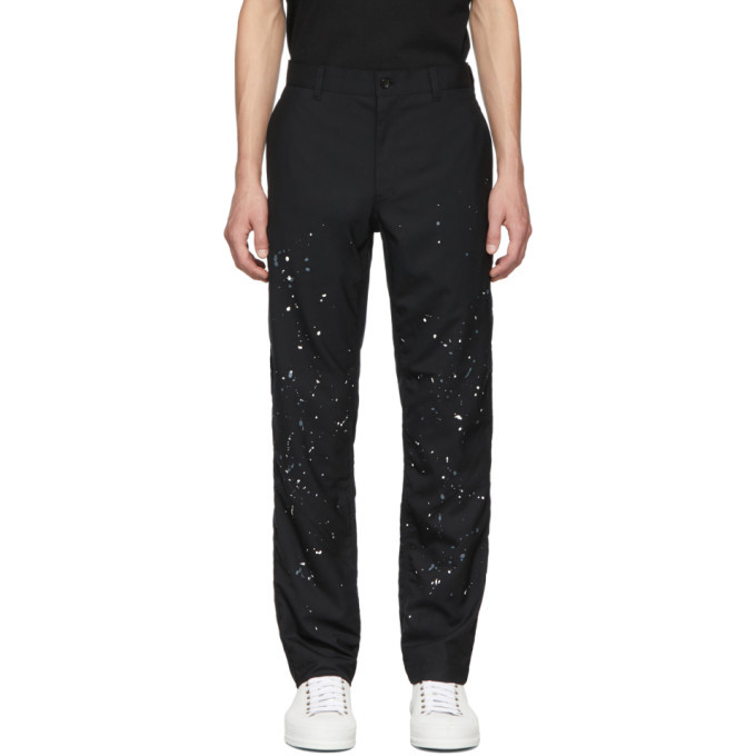 Comme des Garcons Homme Black Wool Paint Splatter Trousers Comme