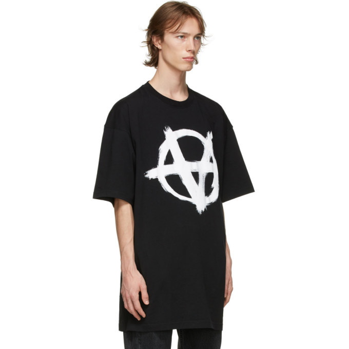 VETEMENTS Black Oversized Anarchy Gothic Logo T-Shirt