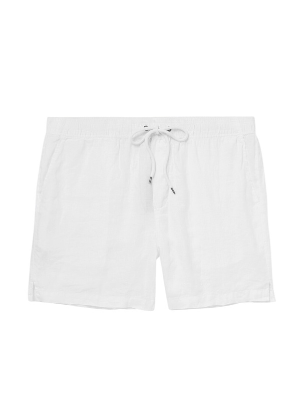 Photo: James Perse - Straight-Leg Garment-Dyed Linen Drawstring Shorts - White