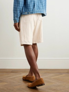 Monitaly - Straight-Leg Pleated Cotton Shorts - Neutrals