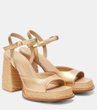 Souliers Martinez Gracia metallic leather platform sandals