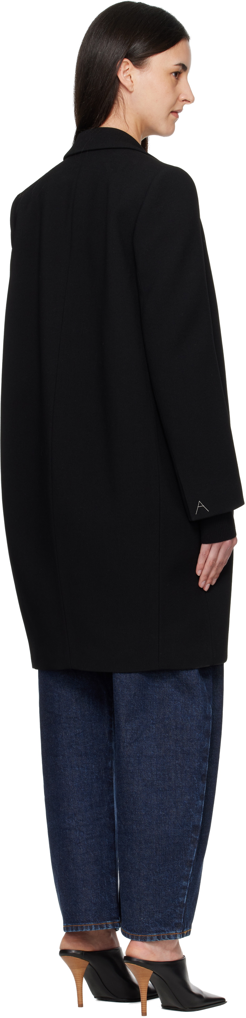 ALAÏA Black Crombie Wool Coat