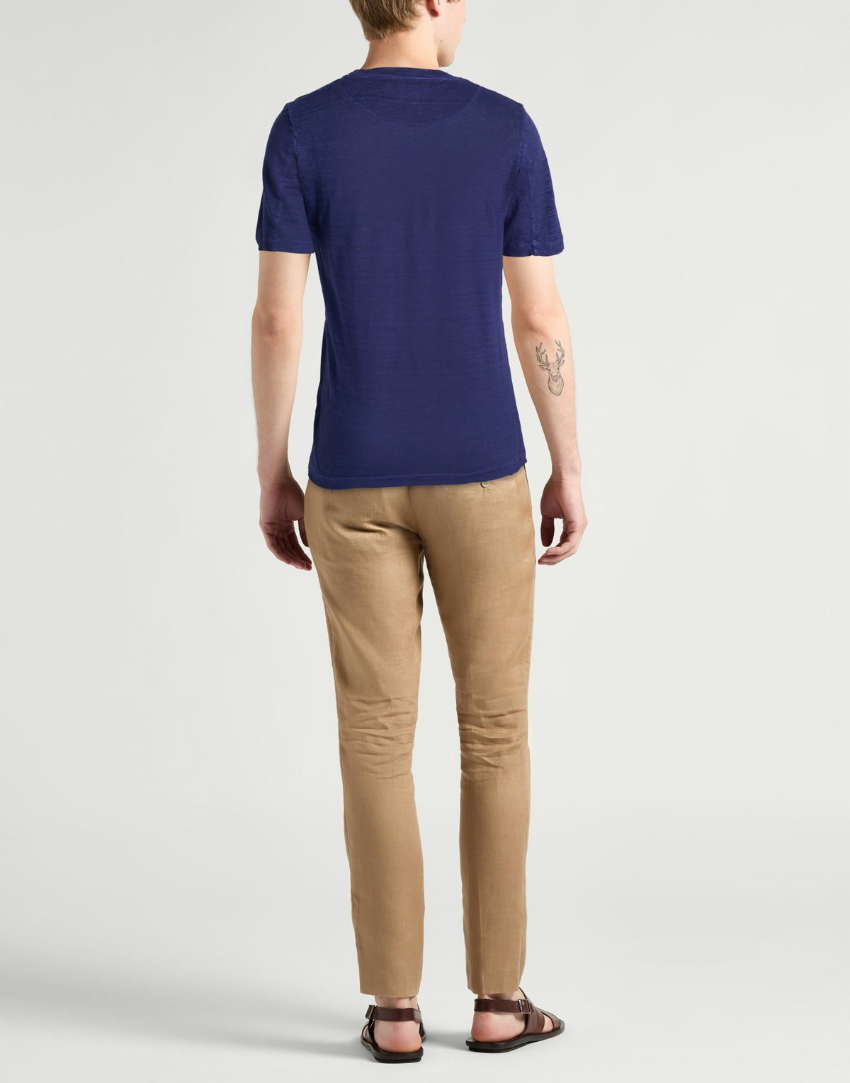 120% Lino Mens T-shirt in Blue
