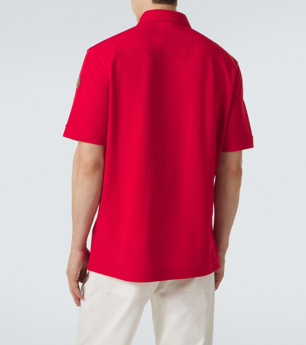 Moncler Leather-trimmed cotton piqué polo shirt