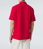 Moncler Leather-trimmed cotton piqué polo shirt