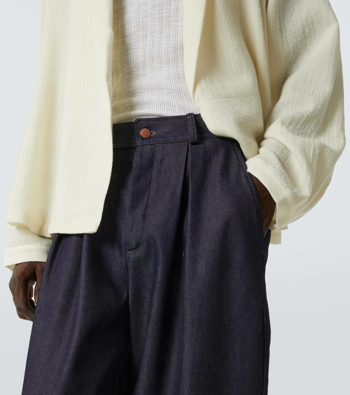 King & Tuckfield Roll Cuff high-rise denim wide-leg pants