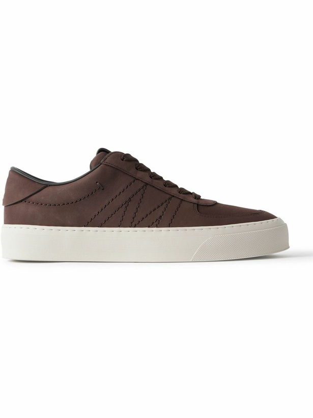 Photo: Moncler - Monclub Embroidered Nubuck Sneakers - Brown