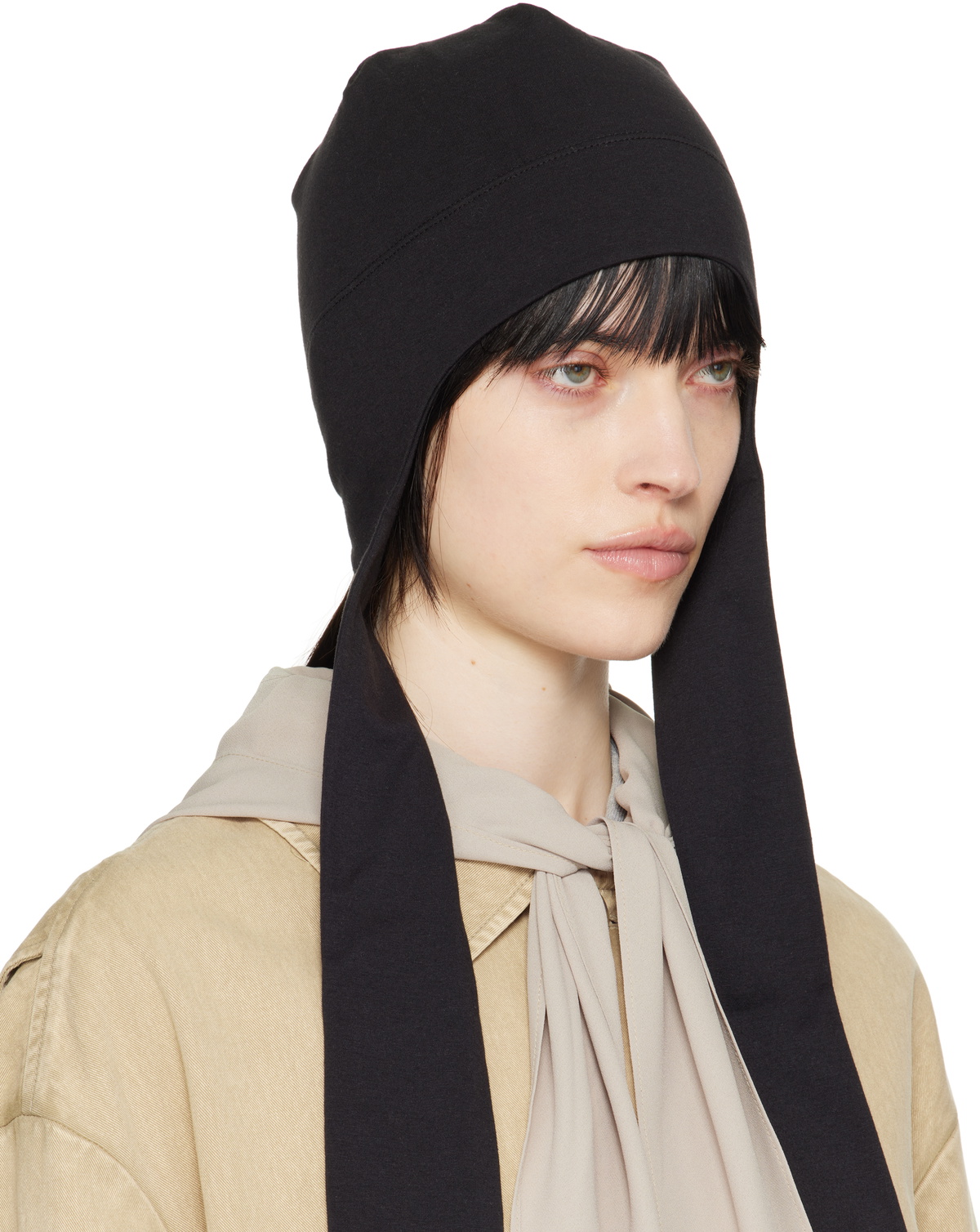 OPEN YY Black Jersey Earflap Beanie OPEN YY