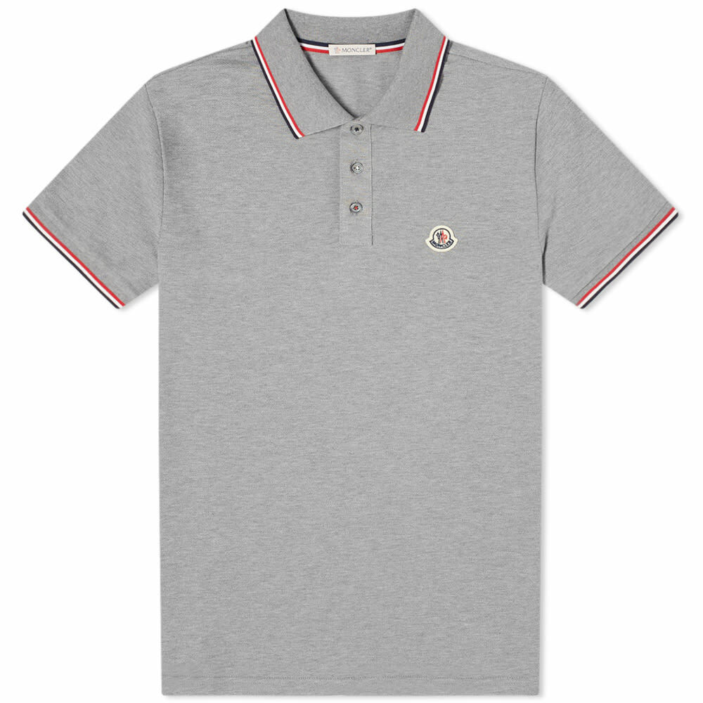 Moncler Men's Classic Logo Polo Shirt in Steel Grey Moncler