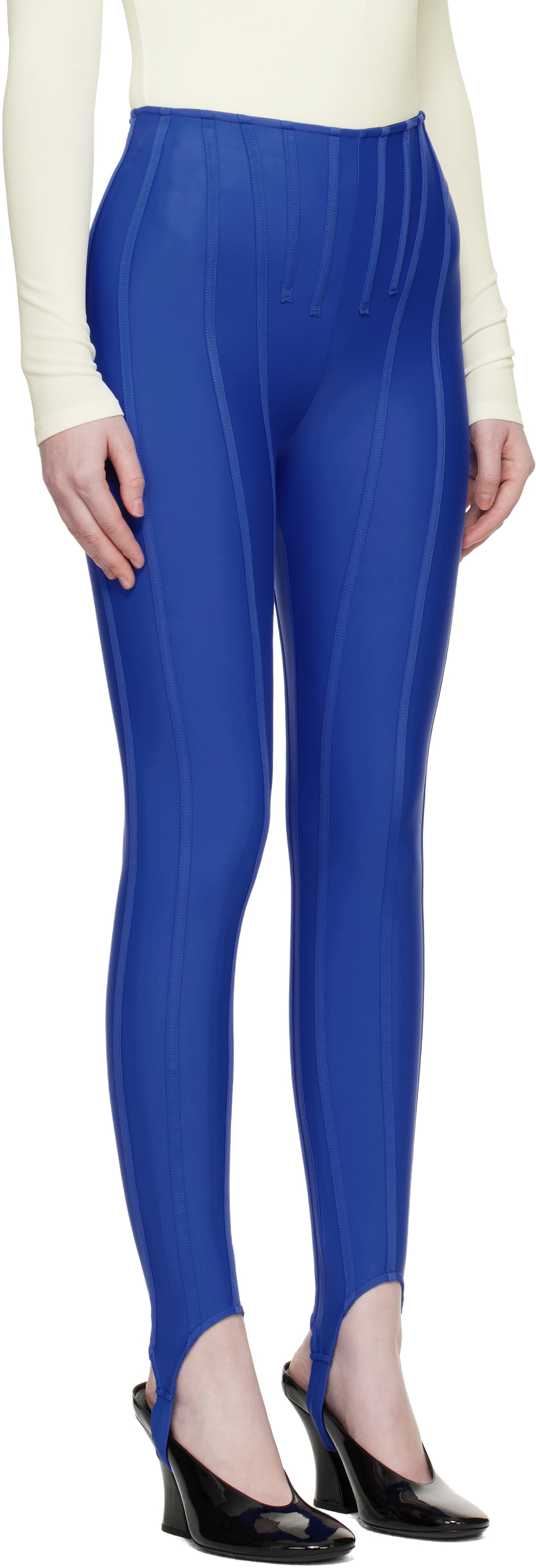 Mugler SSENSE Exclusive Blue Corseted Leggings