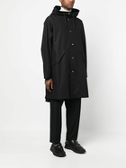 Jil Sander Black Logo Print Hooded Parka Coat