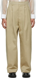 System Beige Wide Tuck Pants