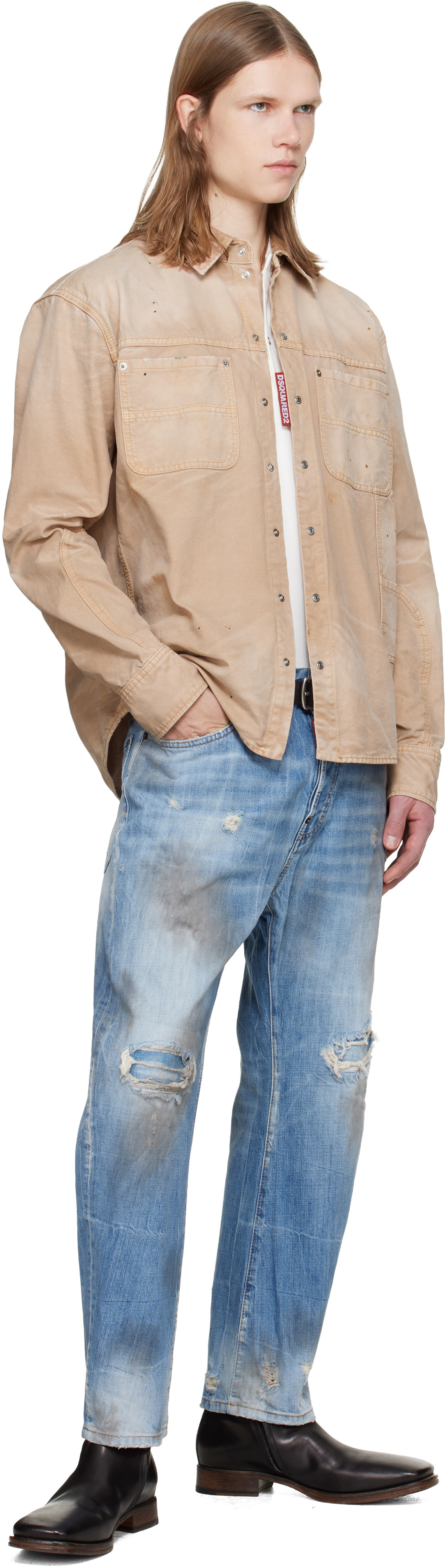 Dsquared2 Beige Garment Dyed Carpenter Shirt