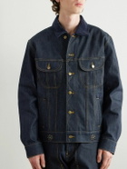Cherry Los Angeles - Cotton-Blend Corduroy-Trimmed Embellished Denim Jacket - Blue