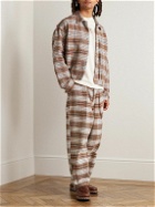Story Mfg. - Lush Wide-Leg Pleated Checked Cotton Pants - Brown