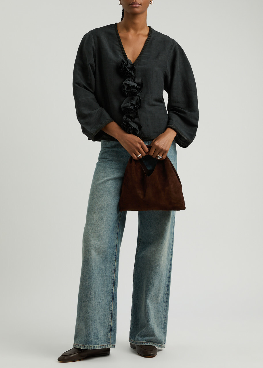 BY Malene Birger Mineas Floral-appliqué Silk Jacket Black