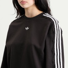 Adidas Women's Lace 3 Stripe Crew Sweatshirt in Night Brown
