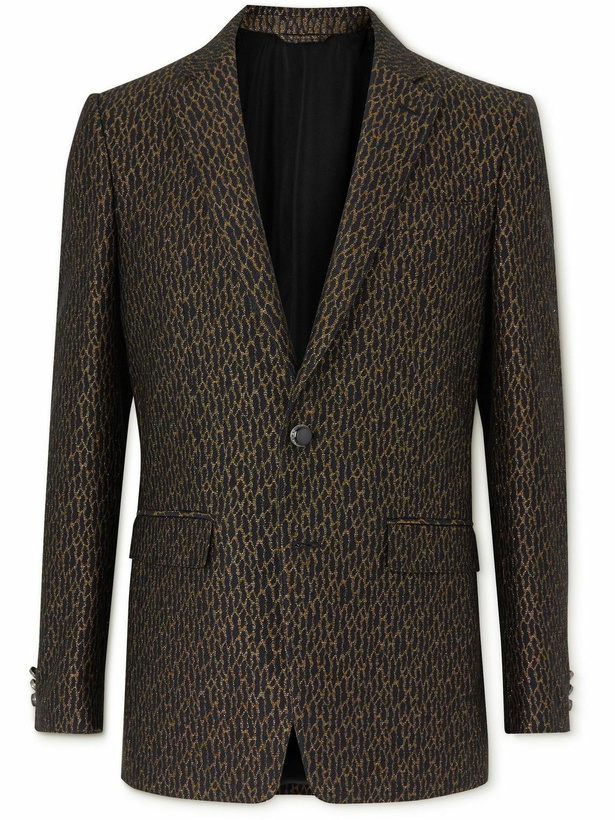 Photo: Etro - Metallic Virgin Wool-Blend Twill Tuxedo Jacket - Blue