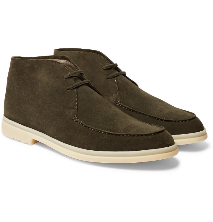 Photo: Loro Piana - Walk and Walk Cashmere-Lined Suede Boots - Green