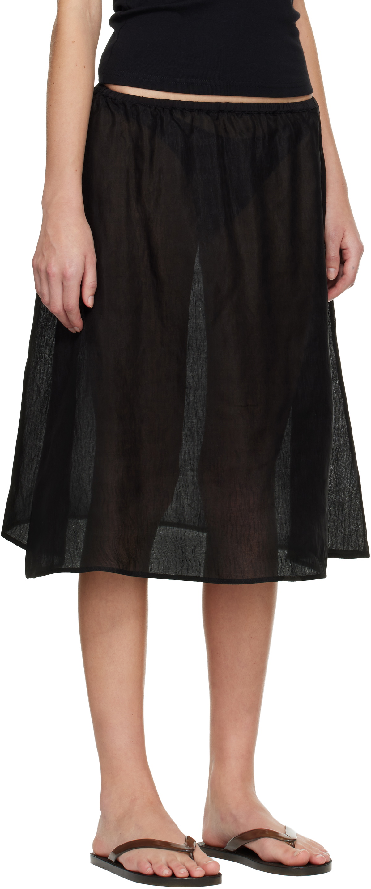 Matteau Black Sheer Midi Skirt