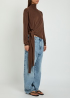 Rohe Tied Sleeve Detail Wool and Silk-blend Jumper Brown