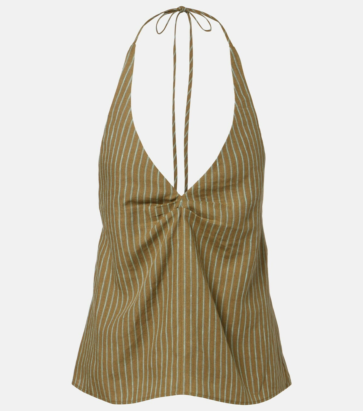Staud Corso striped halterneck linen top