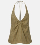 Staud Corso striped halterneck linen top