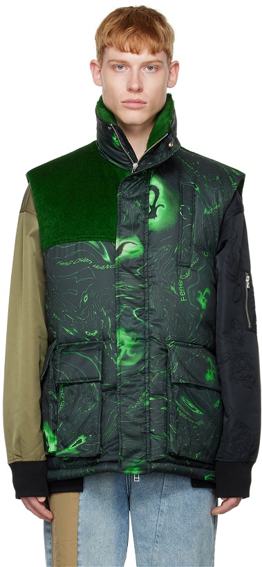 Photo: Feng Chen Wang Black & Green Graphic Down Vest