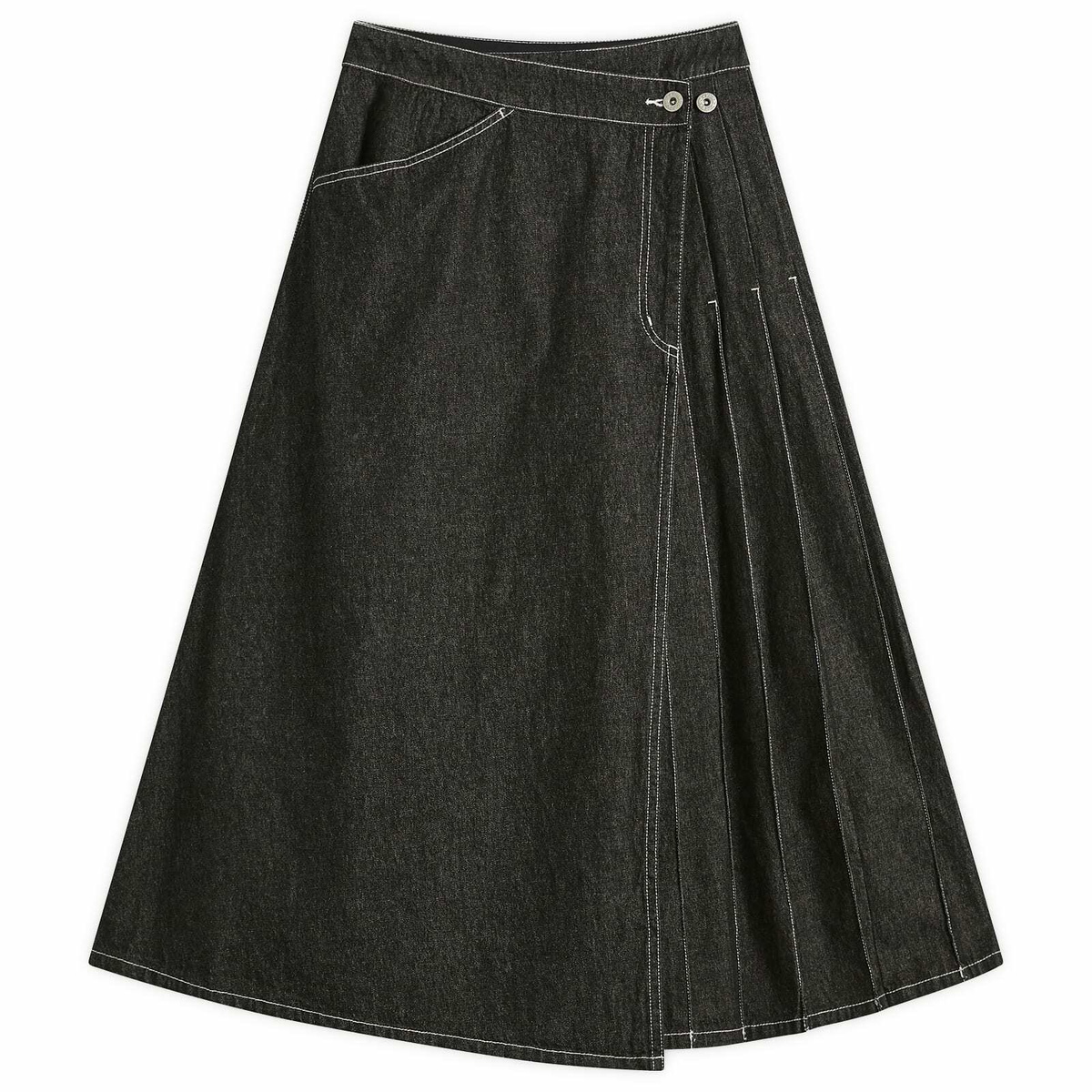 Beams Boy Women's Wraped Pleated Skirt in Black