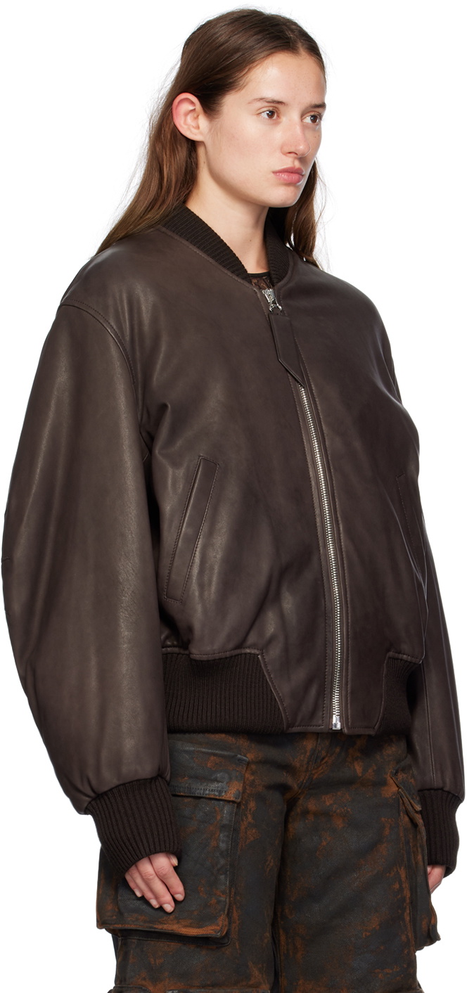 The Attico SSENSE Exclusive Brown Anja Leather Jacket The Attico