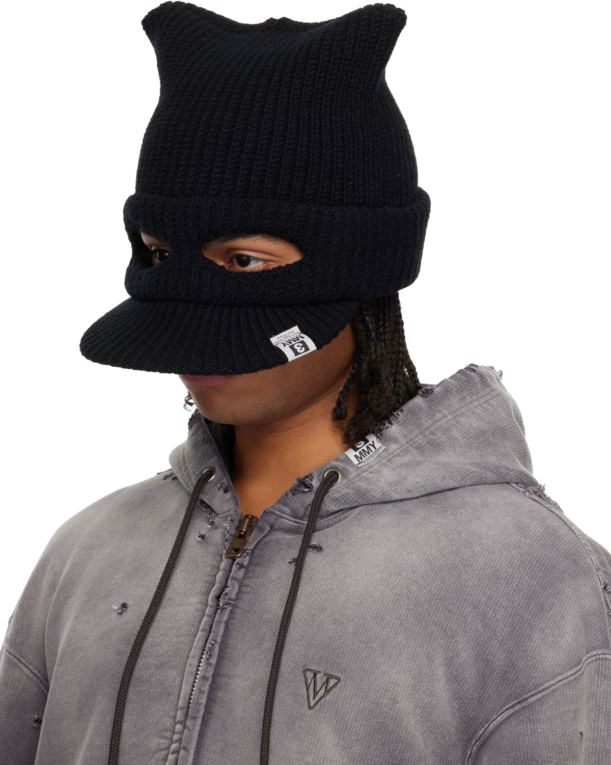 Maison MIHARA YASUHIRO Black Masked Cat Visor Knit Cap Maison