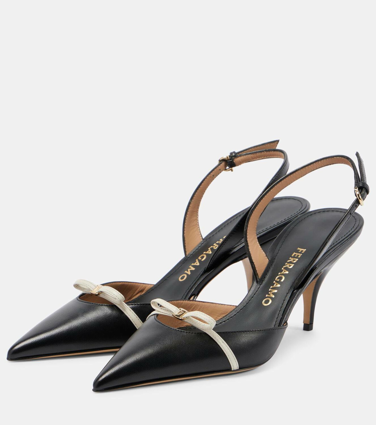 Ferragamo Gylla 70 leather slingback pumps