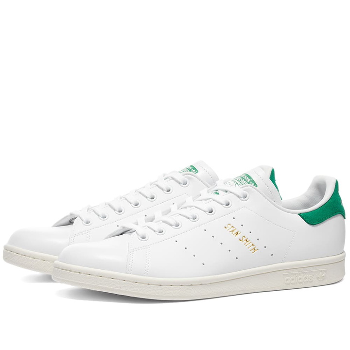 Photo: Adidas Men's Stan Smith Sneakers in White/Green/Off White