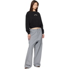 Palm Angels Black Curved Logo Crop Sweatshirt