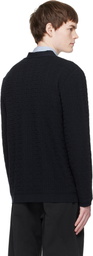 BALMAIN Navy Monogram Vanise Knit Cardigan