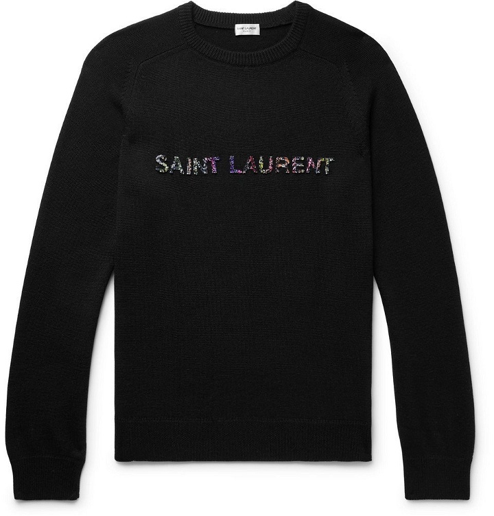 Photo: Saint Laurent - Logo-Embellished Wool Sweater - Men - Black