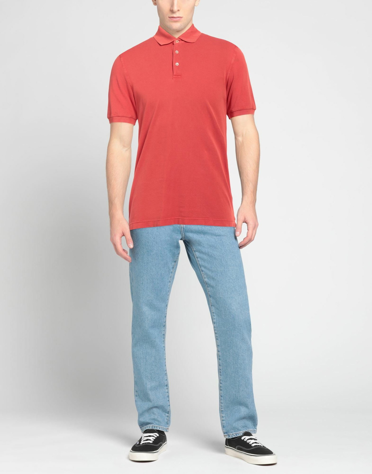 Fedeli Mens Polo shirt in Tomato red