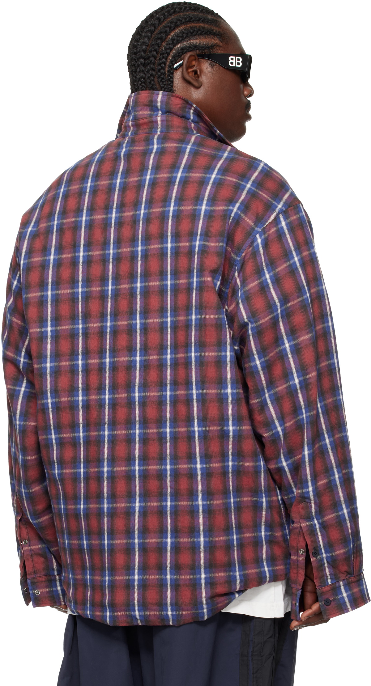 Balenciaga Red & Blue Lined Overshirt
