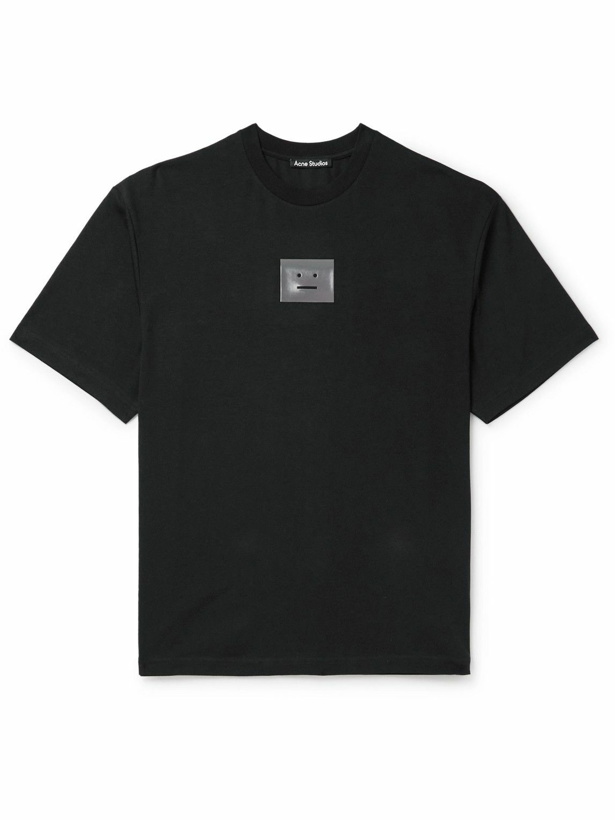 Photo: Acne Studios - Exford Oil Logo-Appliquéd Cotton-Blend Jersey T-Shirt - Black